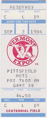 1994 Vermont Expos Ticket Stub Vs Pittsfield Mets For Sale
