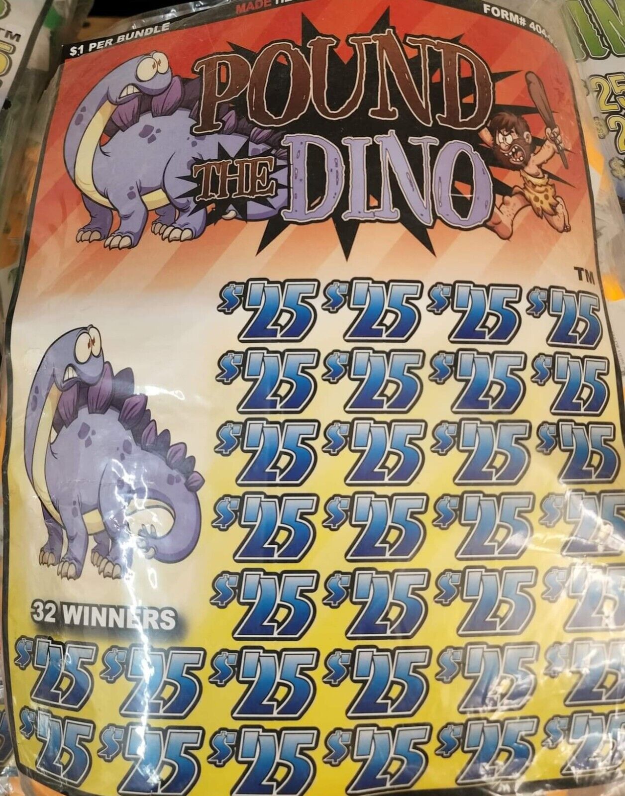Pound The Dino - Adult Jar Pull Tabs Entertainment Game.