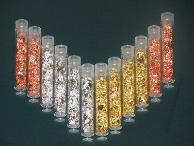 (12) Vials Of Silver-gold-copper Flakes