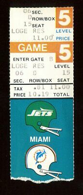 Football Ticket 1980 New York Jets 10/27 Miami Dolphins Monday Night Game