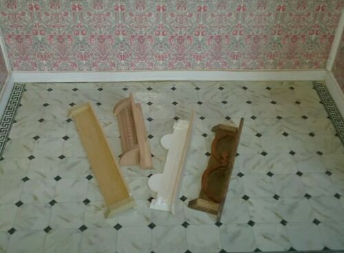Wood Wall Shelves  Lot 4 Dollhouse Miniature Stained & Natural Shelving/shelf D