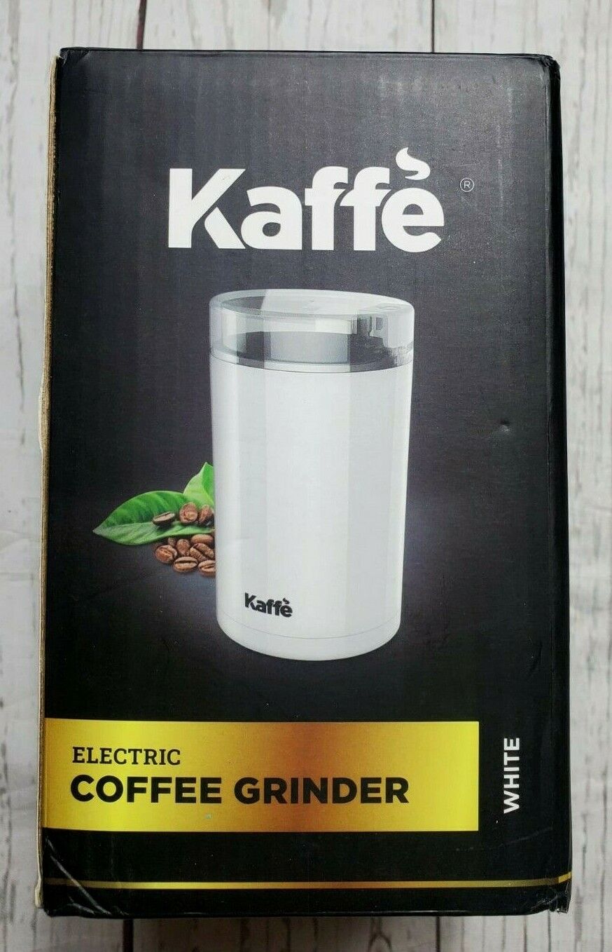 New Kaffe Electric Coffee Grinder- White- Stainless Steel - With Easy On/off