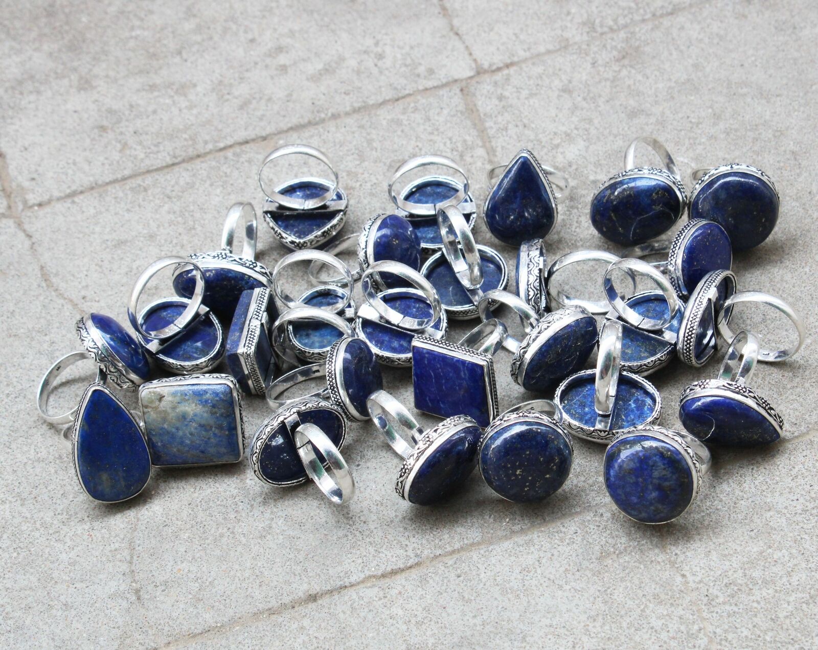 Lapis Lazuli Gemstone 20pcs Rings Lot 925 Silver Plated T-whru-4