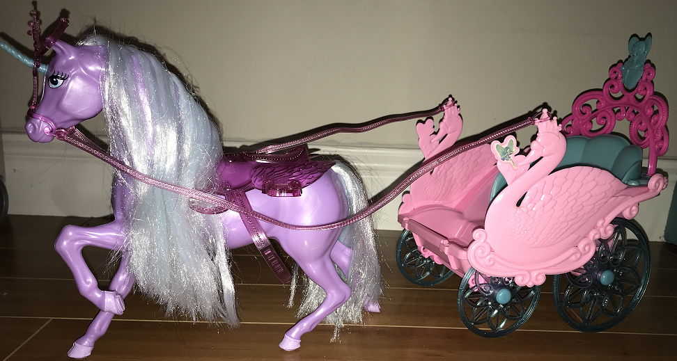 Barbie Swan Lake Lila Unicorn And Carriage Princess Mattel 2002 Vintage