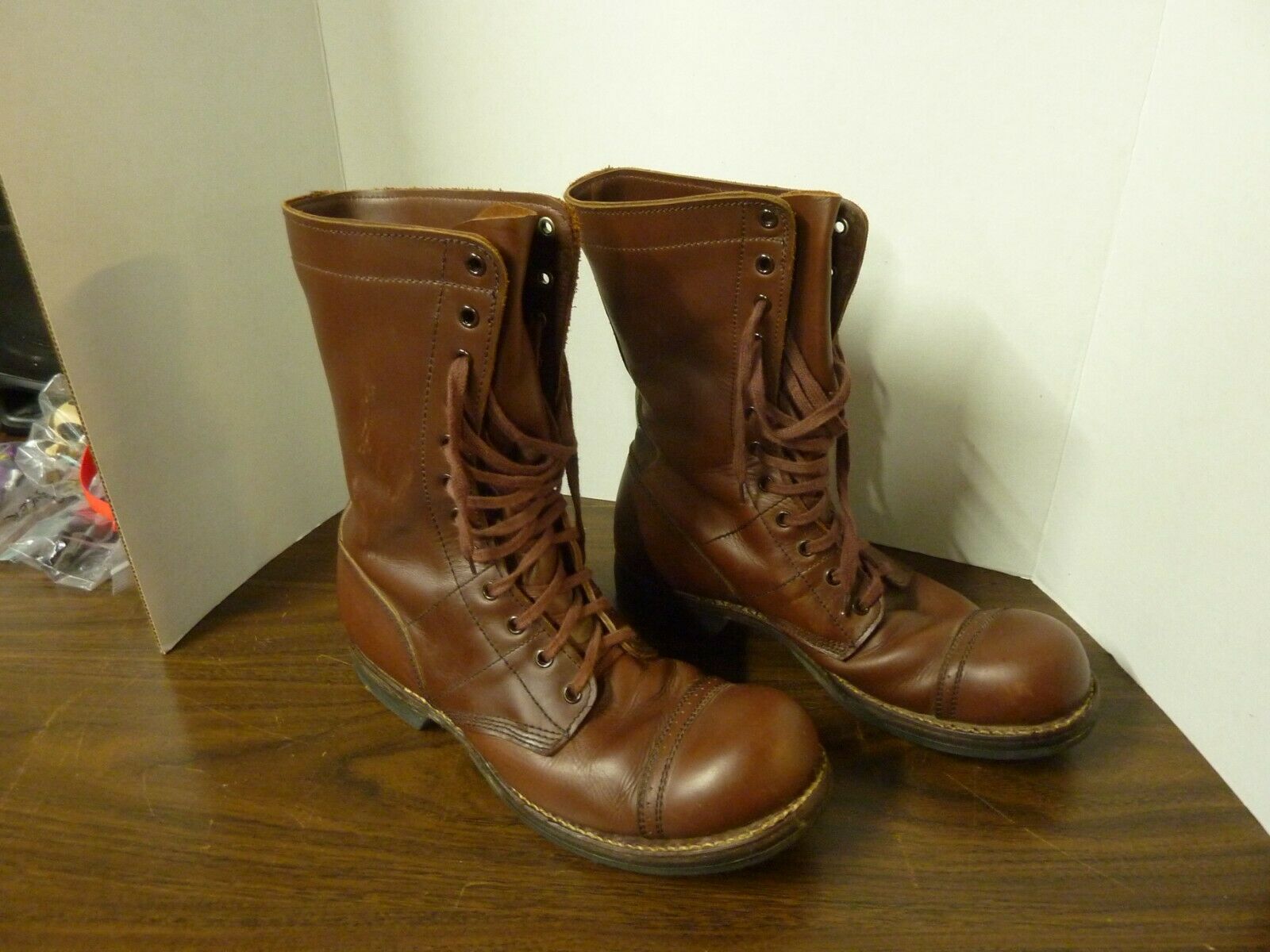 Ww2  U.s. Army Brown Jump Boots Size 12 D Reproductions Used Once